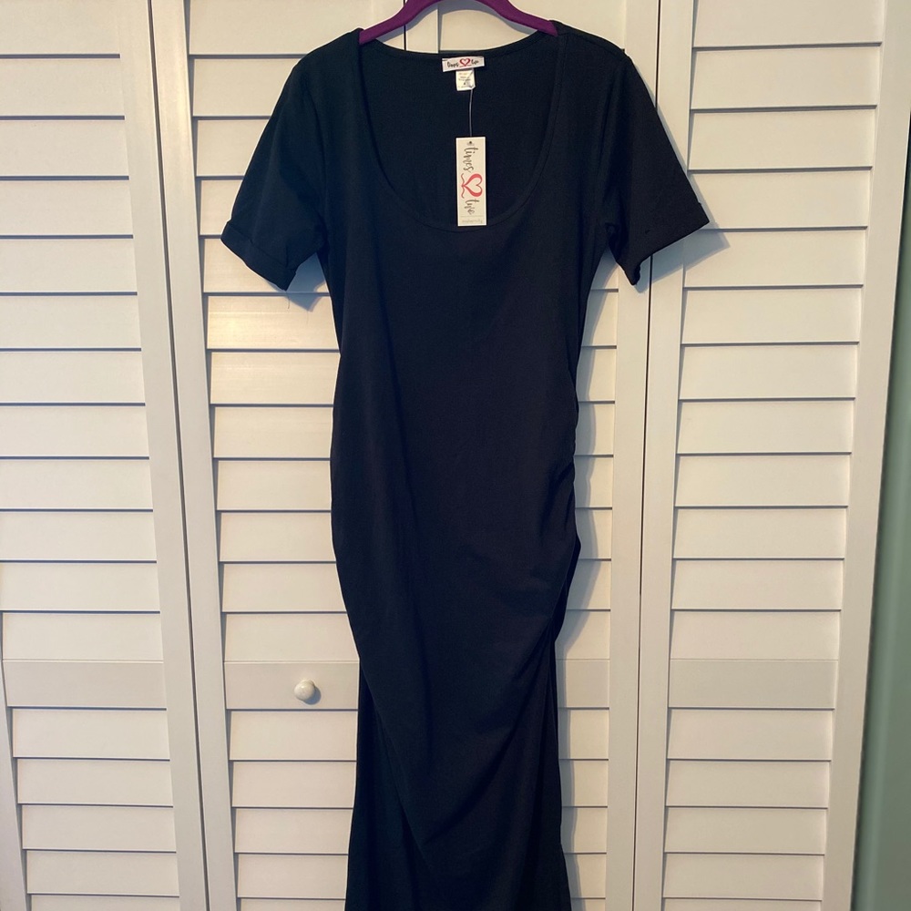 NWT TIMES TWO MATERNITY LONG BLACK DRESS.